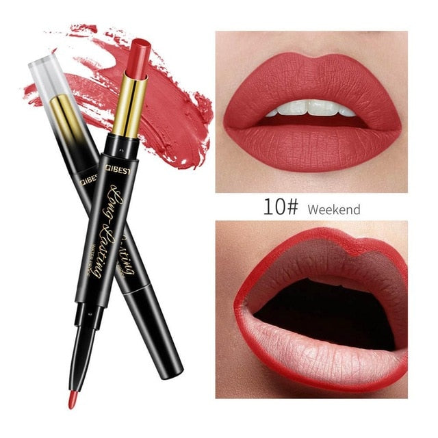 2 In 1 Dubbele Hoofd Lipstick Lip Liner