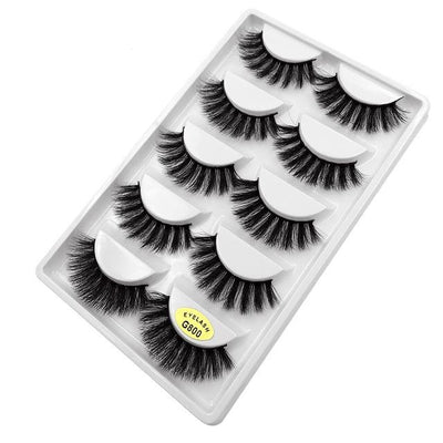 5 pairs natural 3d mink eyelashes