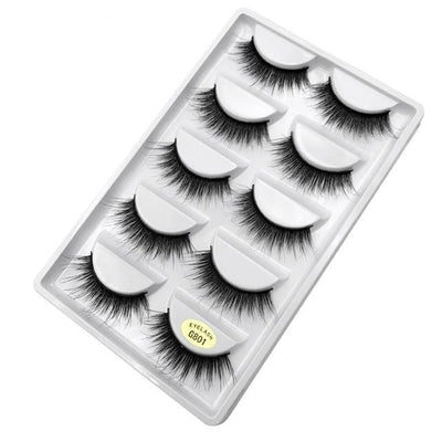 5 pairs natural 3d mink eyelashes