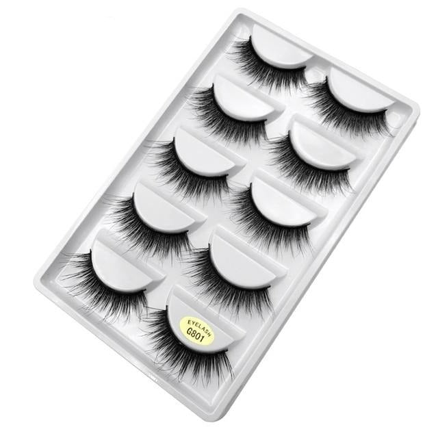 5 pairs natural 3d mink eyelashes