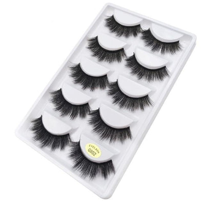 5 pairs natural 3d mink eyelashes
