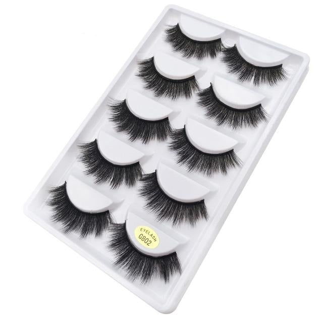 5 pairs natural 3d mink eyelashes