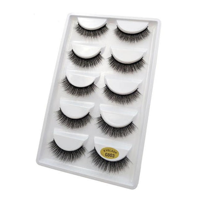 5 pairs natural 3d mink eyelashes