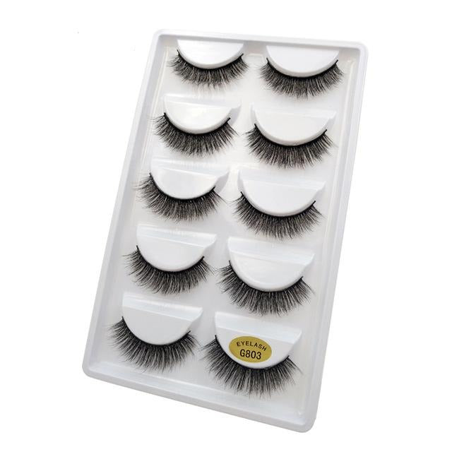 5 pairs natural 3d mink eyelashes