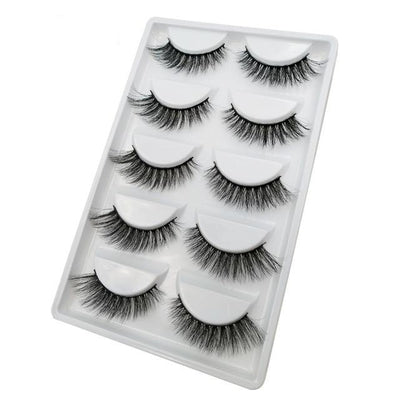 5 pairs natural 3d mink eyelashes