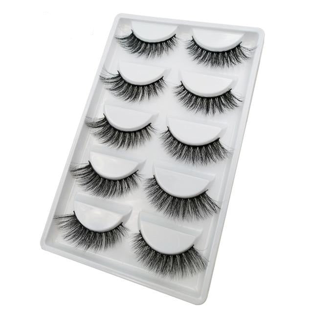 5 pairs natural 3d mink eyelashes