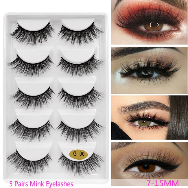 3D 5 Pairs Mink Eyelashes extension
