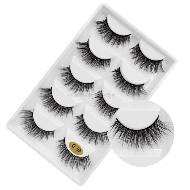 3D 5 Pairs Mink Eyelashes extension