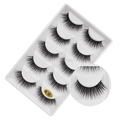 3D 5 Pairs Mink Eyelashes extension
