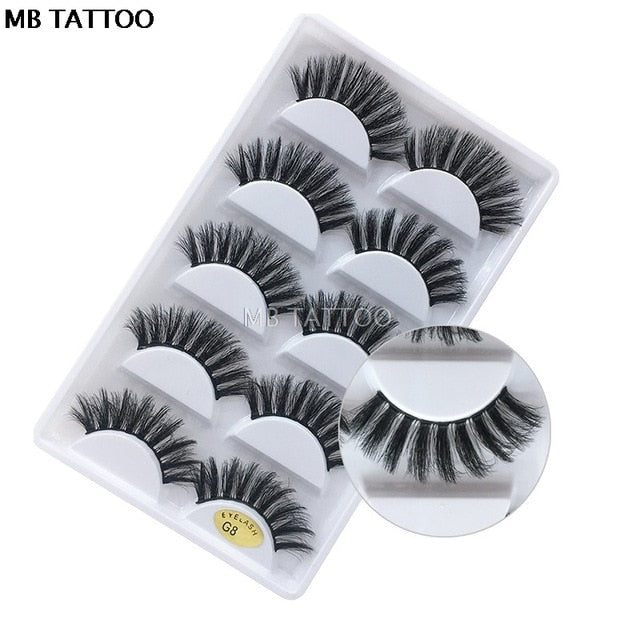 3D 5 Pairs Mink Eyelashes extension