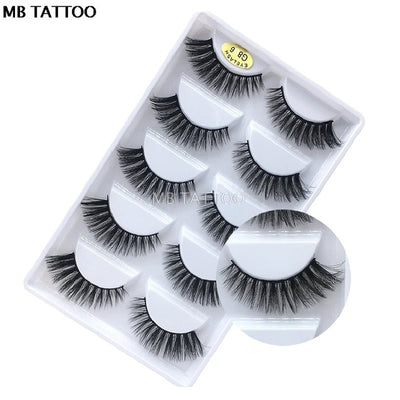 3D 5 Pairs Mink Eyelashes extension