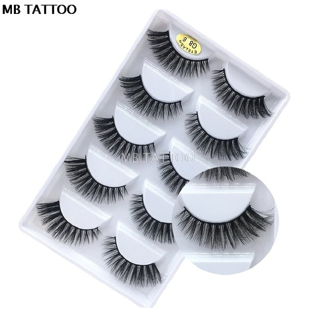 3D 5 Pairs Mink Eyelashes extension