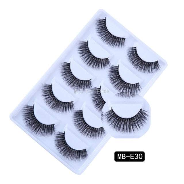 3D 5 Pairs Mink Eyelashes extension
